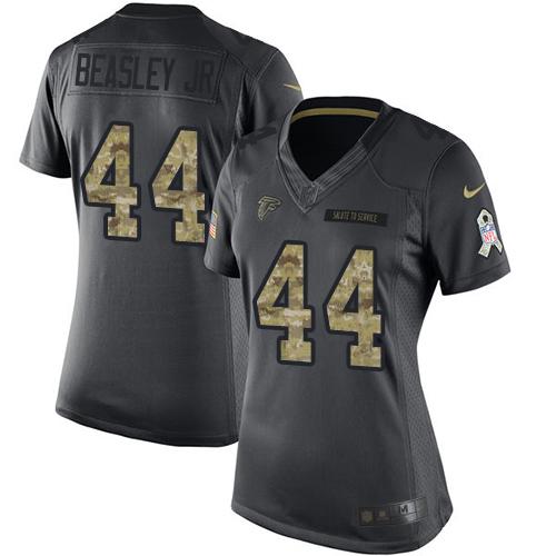 Nike Falcons #44 Vic Beasley Jr Black Women's Stitched NFL Limited 2016 Salute to Service Jersey